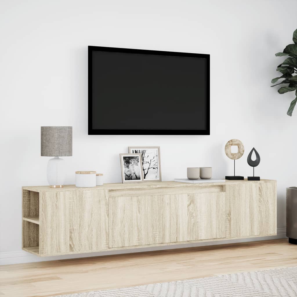 Meuble TV mural avec LED chêne sonoma 180x31x39,5 cm - XIOS