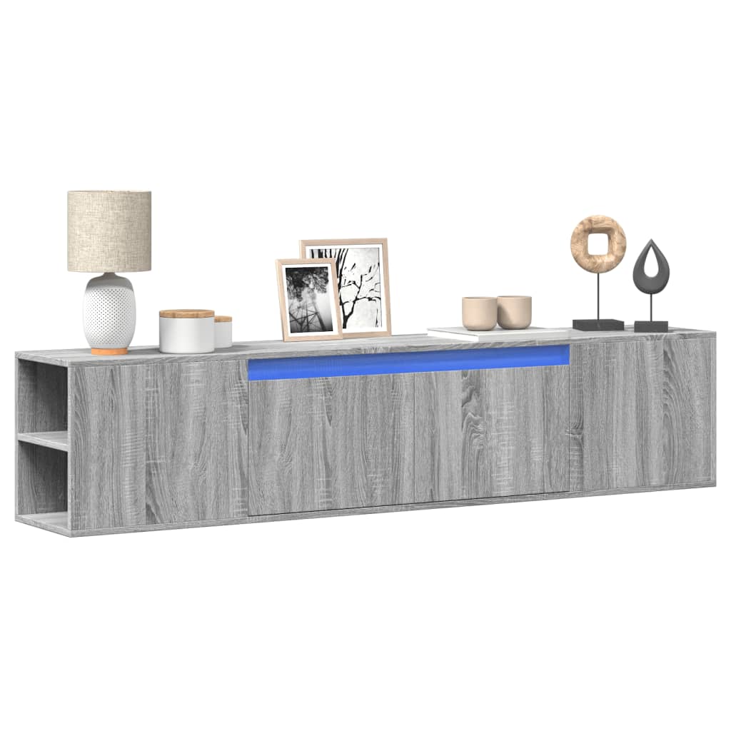 Meuble TV mural avec LED sonoma gris 180x31x39,5 cm - XIOS