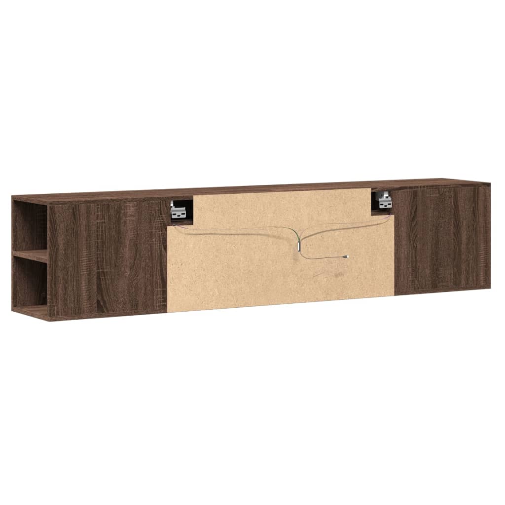 Meuble TV mural avec LED chêne marron 180x31x39,5 cm - XIOS
