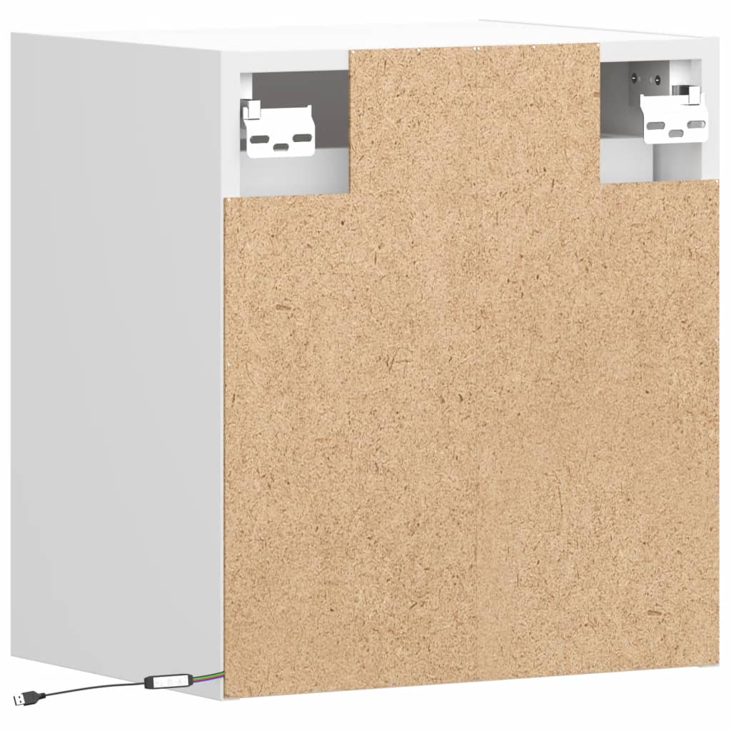 Tables de chevet murales avec lumières LED 2 pcs blanc - XIOS