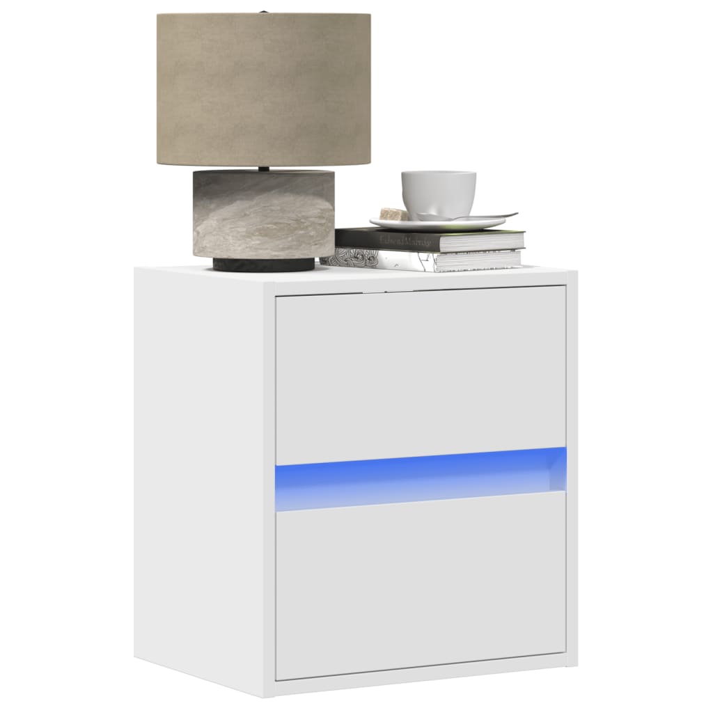Tables de chevet murales avec lumières LED 2 pcs blanc - XIOS
