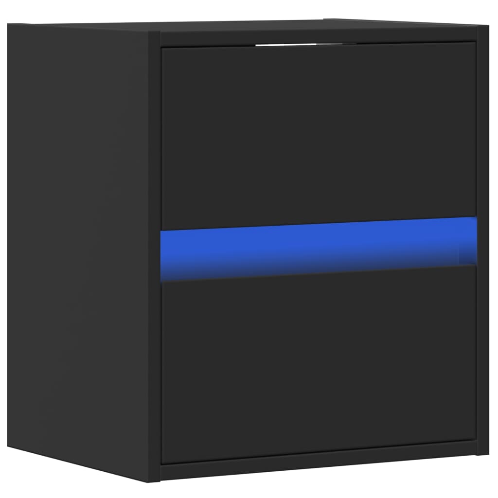 Tables de chevet murales avec lumières LED 2 pcs noir - XIOS