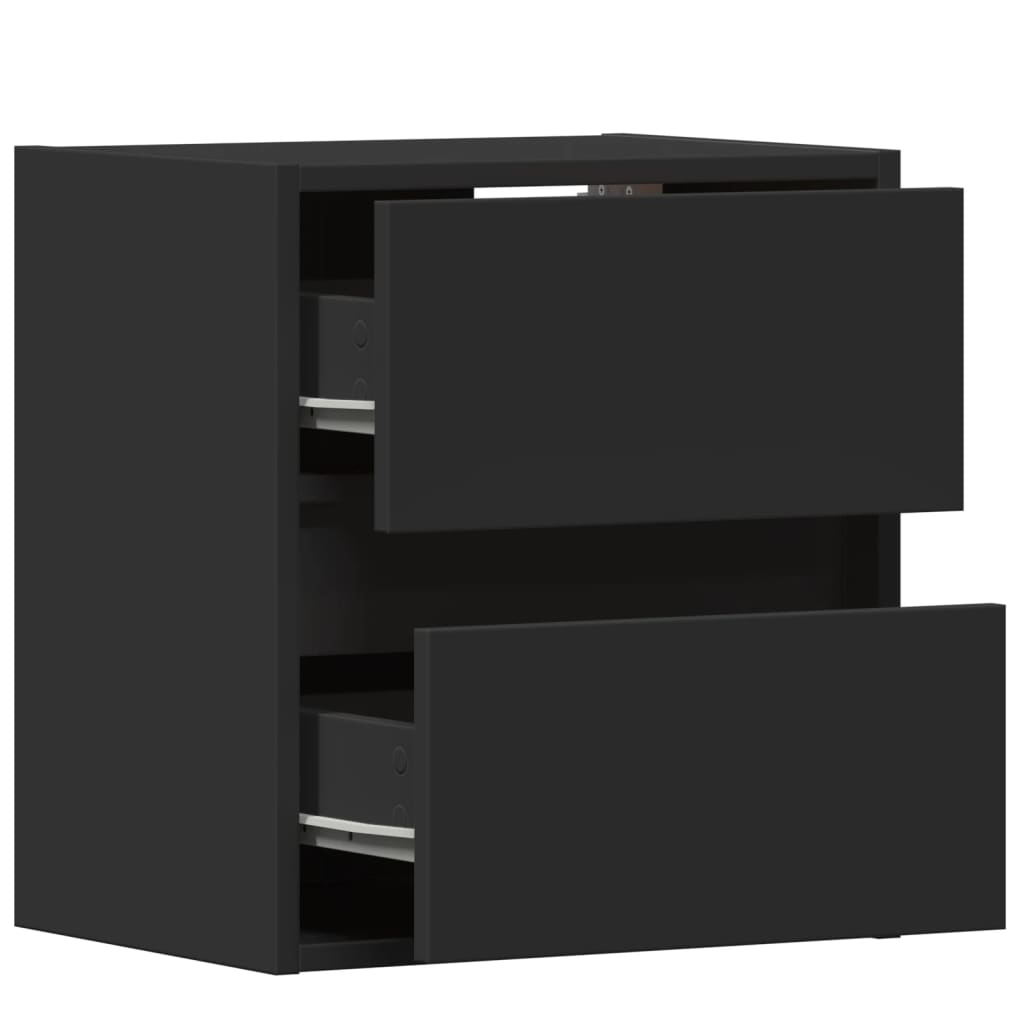 Tables de chevet murales avec lumières LED 2 pcs noir - XIOS