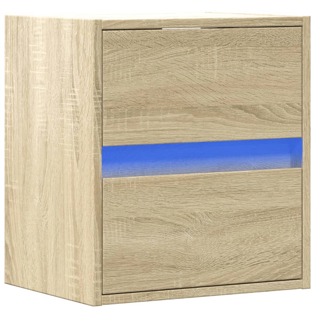 Table de chevet murale avec lumières LED chêne sonoma - XIOS