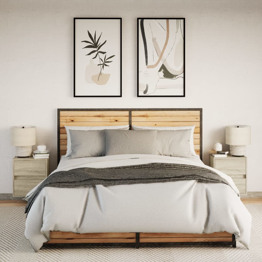 Tables de chevet murales avec lumières LED 2 pcs chêne sonoma - XIOS