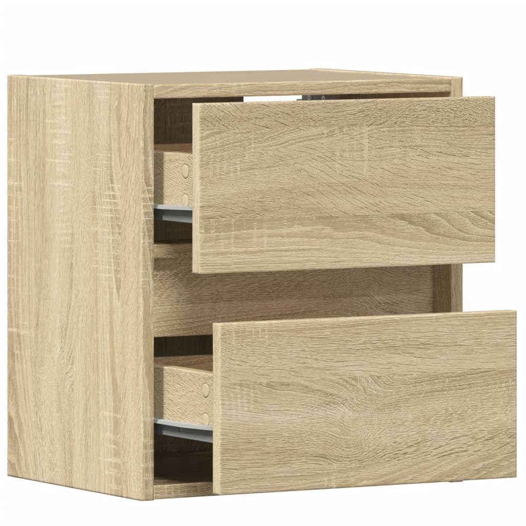 Tables de chevet murales avec lumières LED 2 pcs chêne sonoma - XIOS