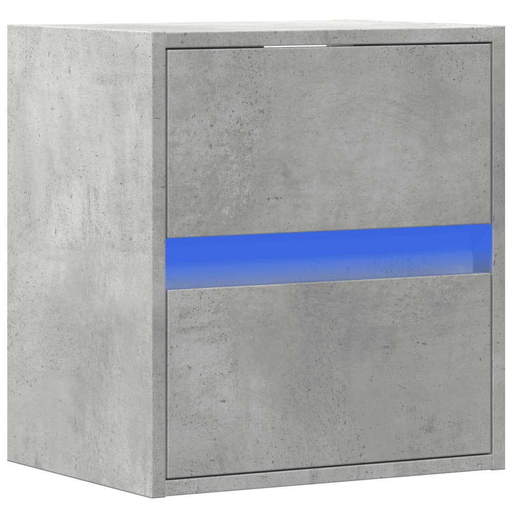 Table de chevet murale avec lumières LED gris béton - XIOS