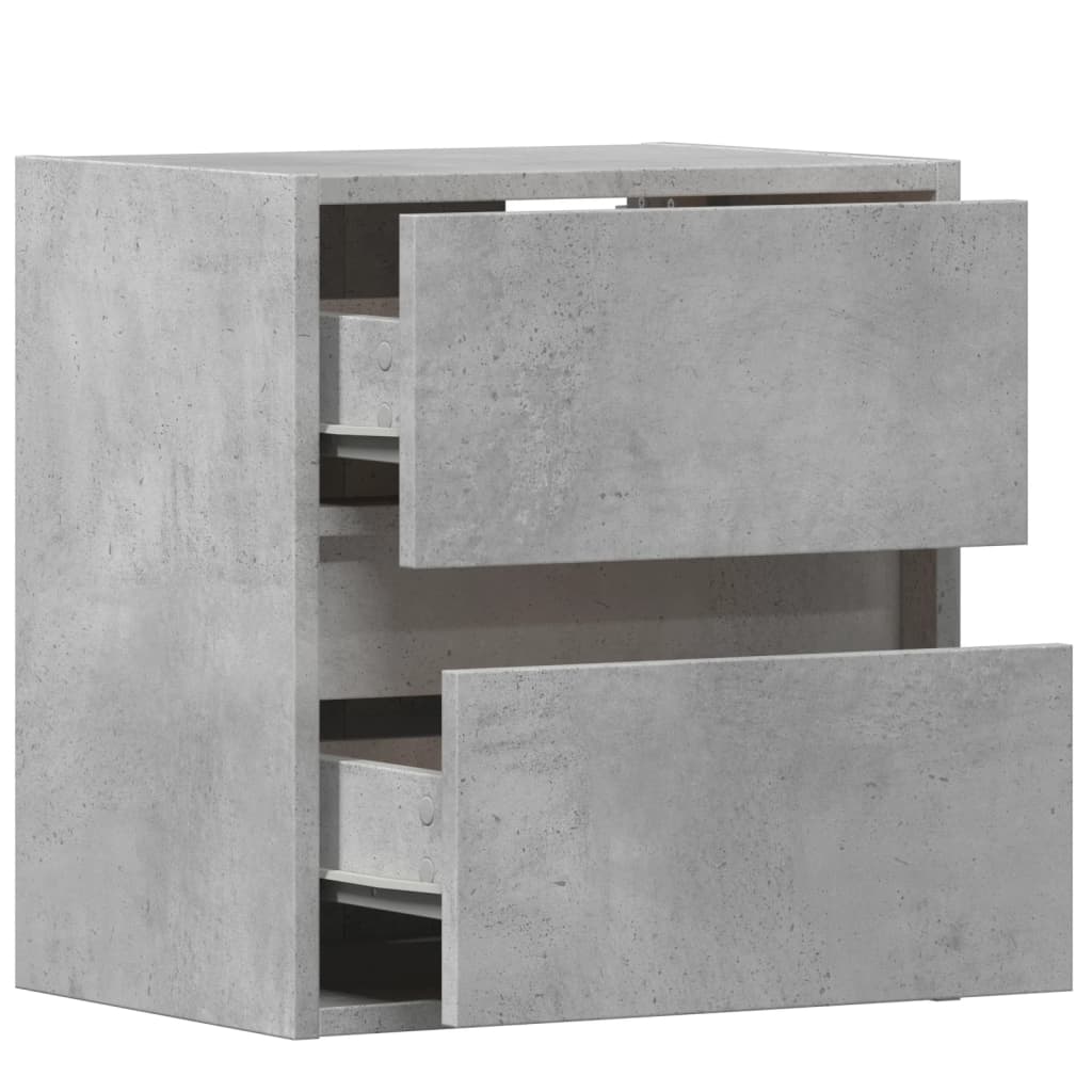 Table de chevet murale avec lumières LED gris béton - XIOS