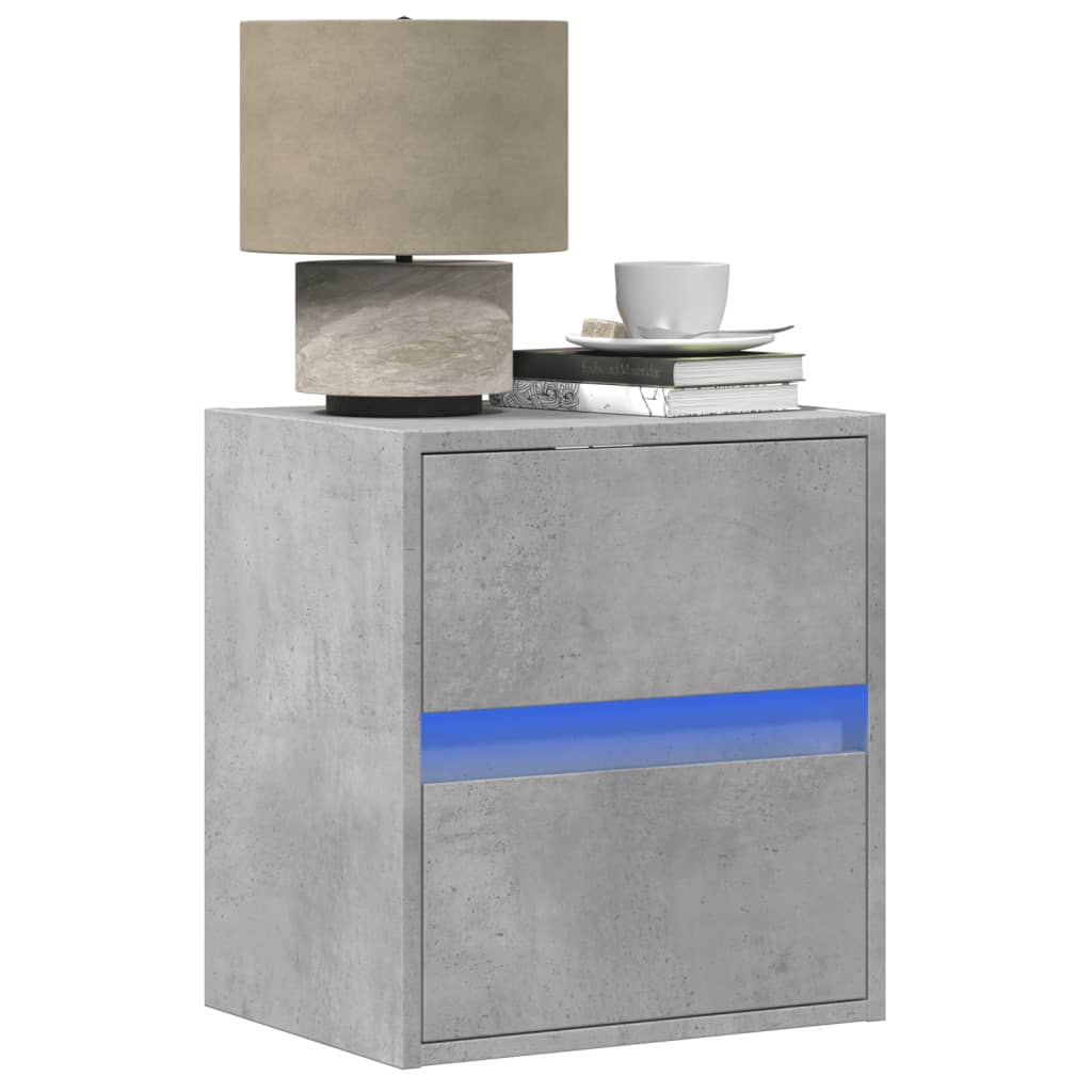 Table de chevet murale avec lumières LED gris béton - XIOS