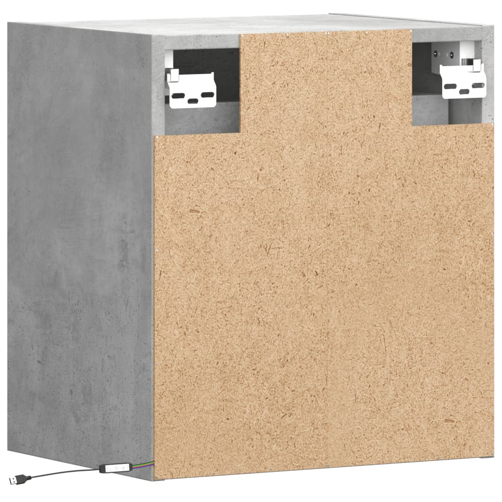 Tables de chevet murales avec lumières LED 2 pcs gris béton - XIOS
