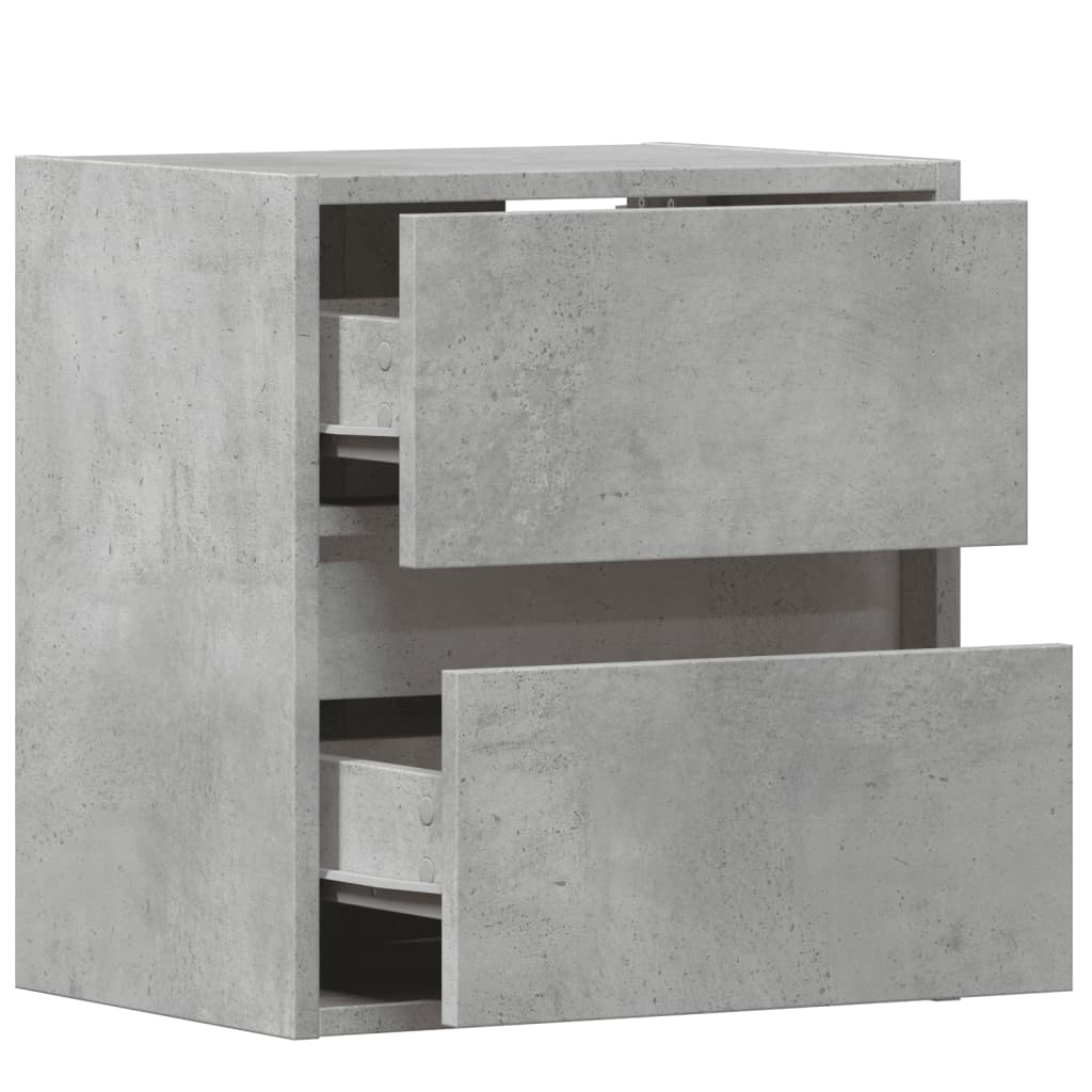 Tables de chevet murales avec lumières LED 2 pcs gris béton - XIOS