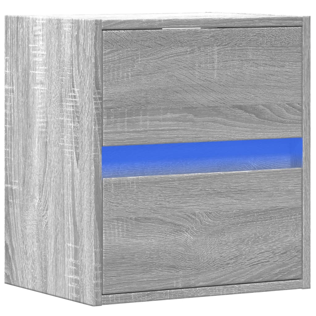 Table de chevet murale avec lumières LED sonoma gris - XIOS