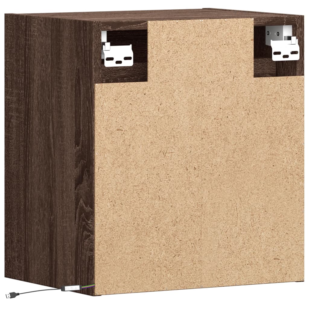 Tables de chevet murales avec lumières LED 2 pcs chêne marron - XIOS