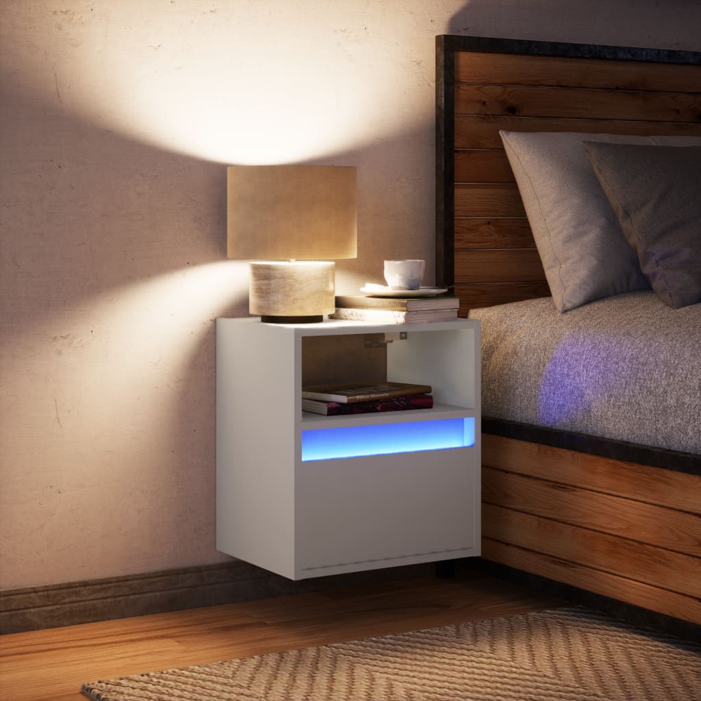 Table de chevet murale avec lumières LED blanc - XIOS