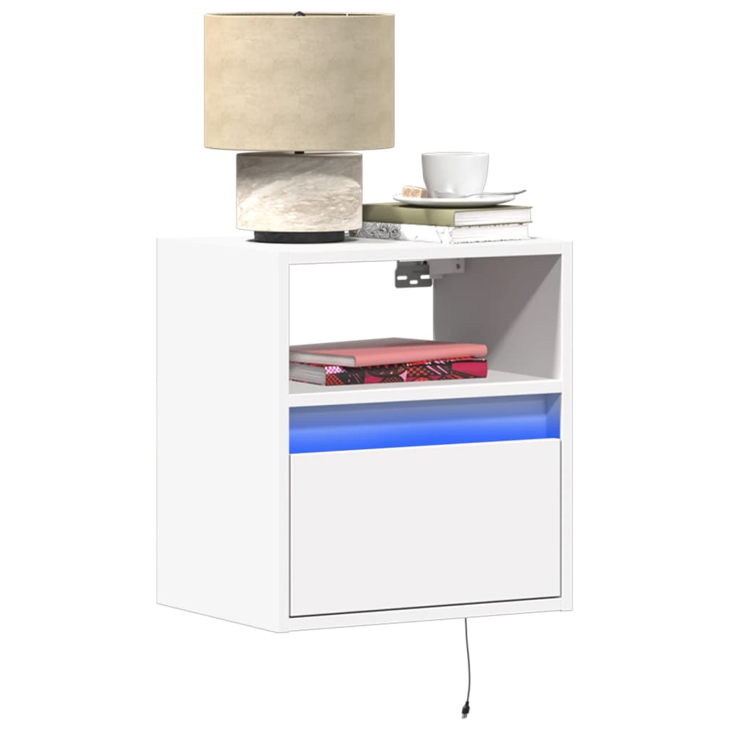 Table de chevet murale avec lumières LED blanc - XIOS