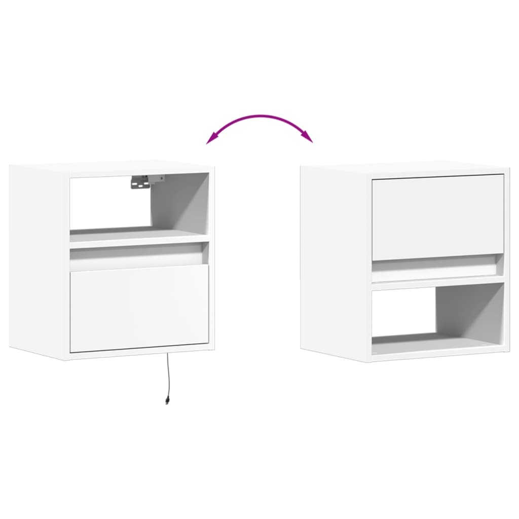 Tables de chevet murales avec lumières LED 2 pcs blanc - XIOS