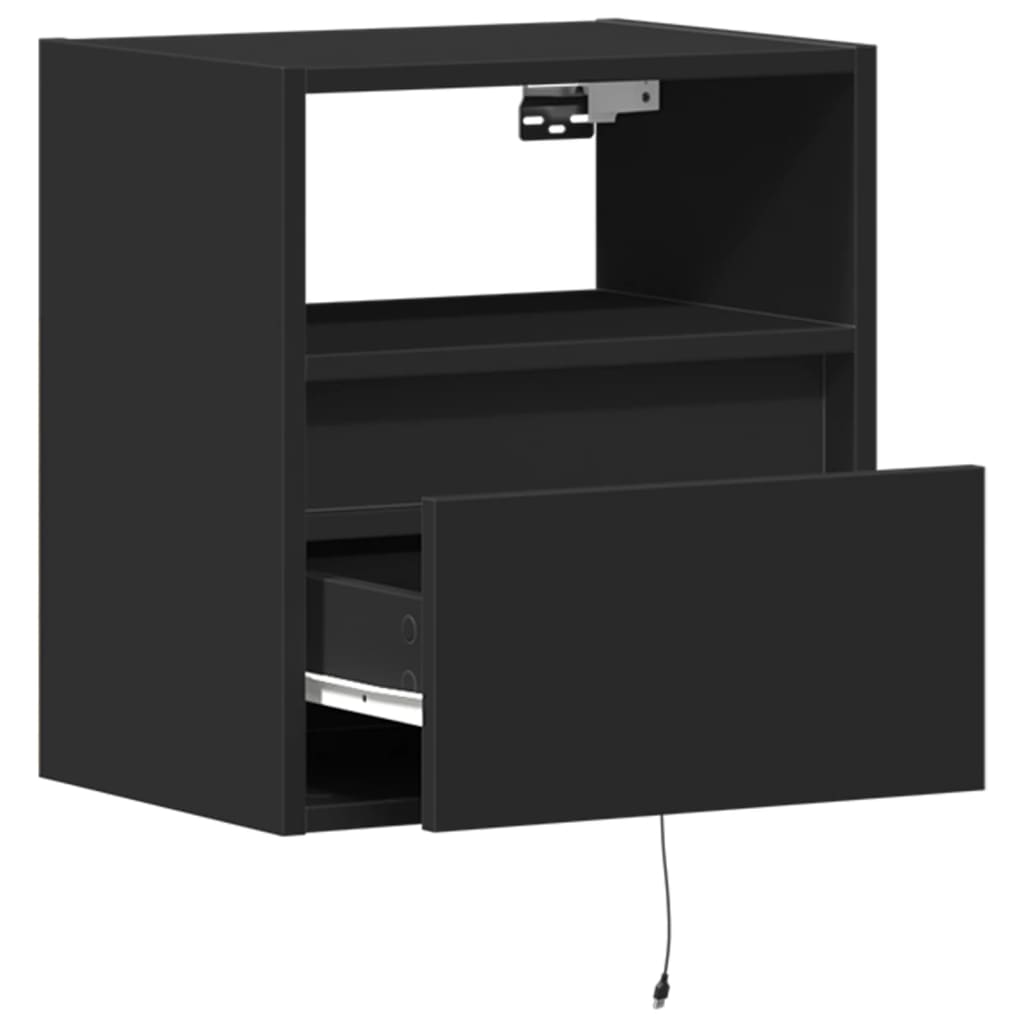 Table de chevet murale avec lumières LED noir - XIOS