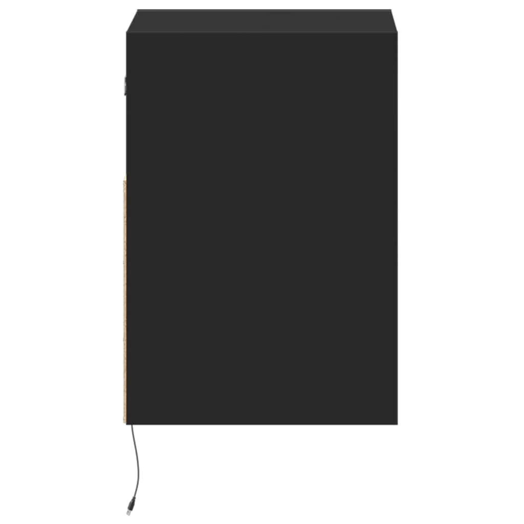 Tables de chevet murales avec lumières LED 2 pcs noir - XIOS