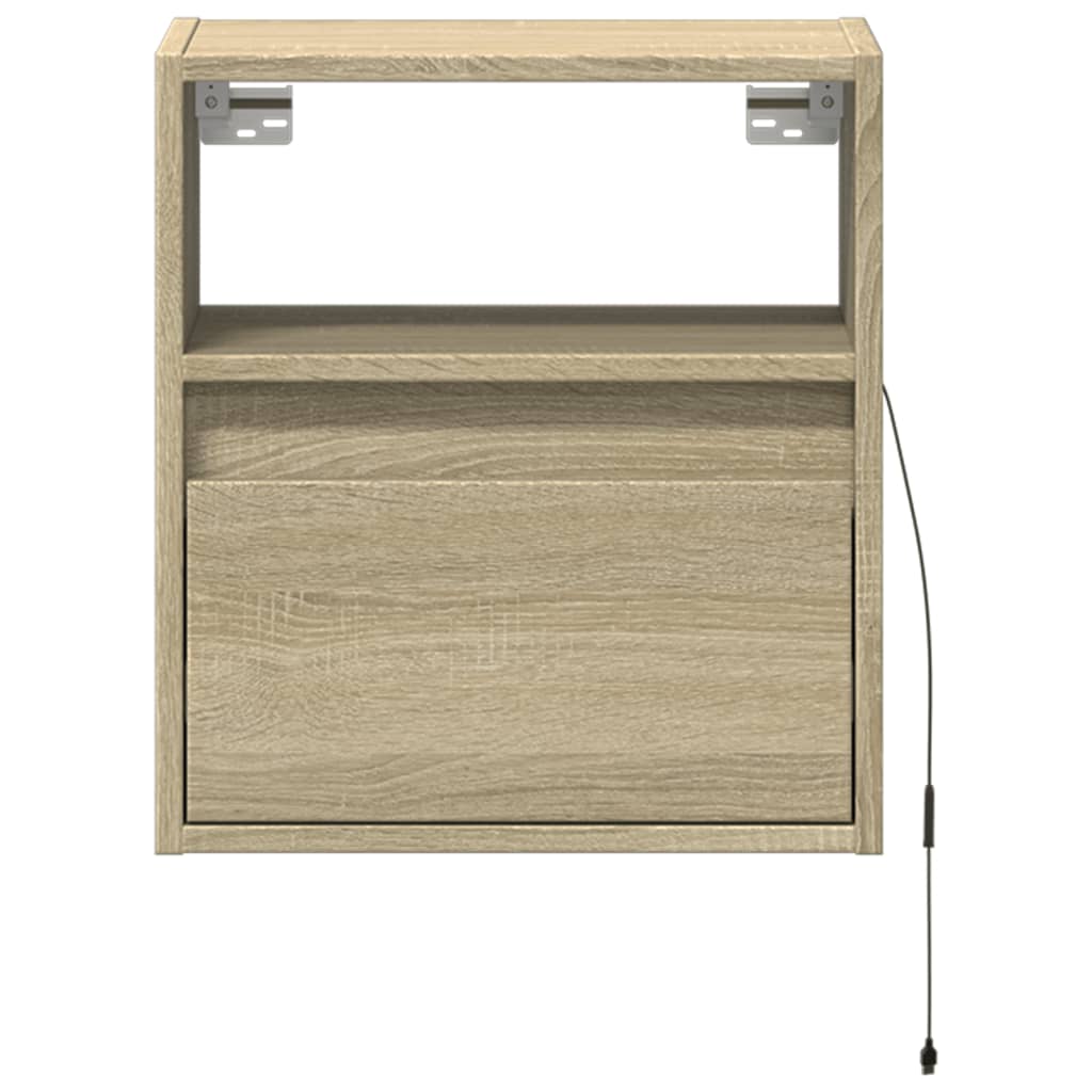 Table de chevet murale avec lumières LED chêne sonoma - XIOS