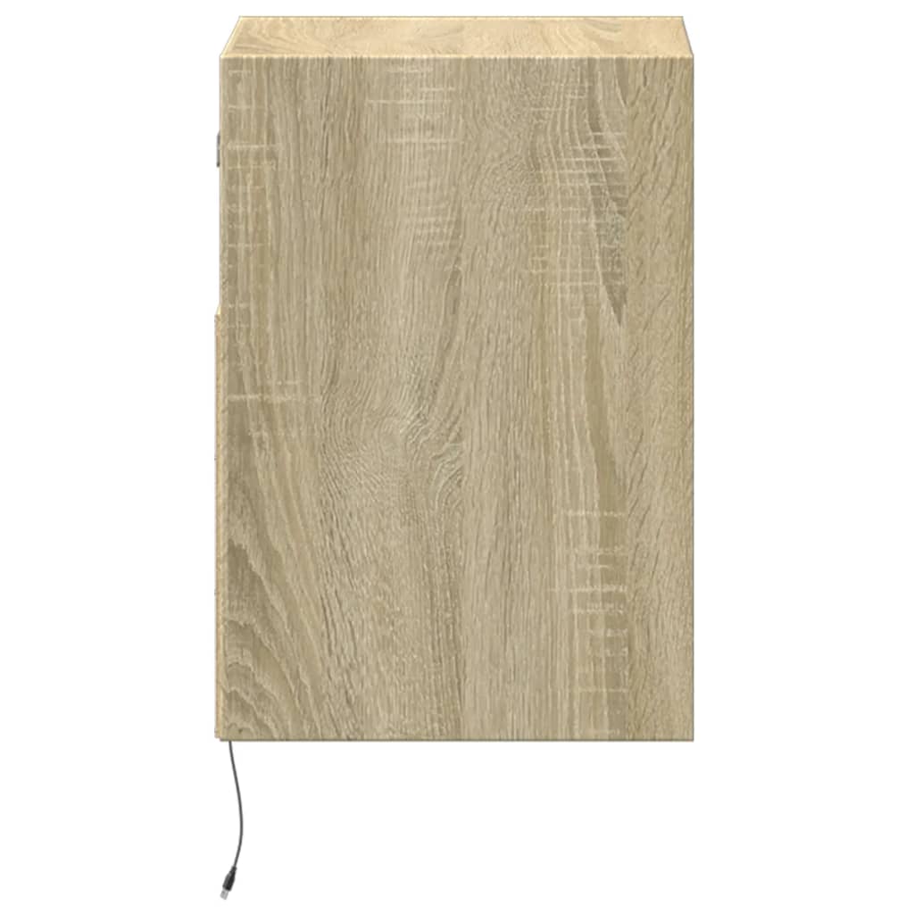 Table de chevet murale avec lumières LED chêne sonoma - XIOS