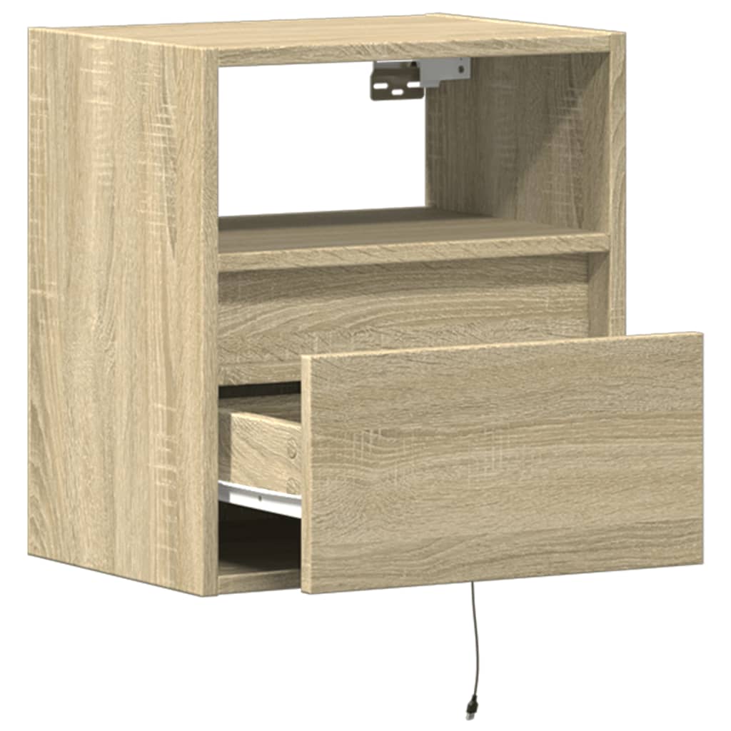 Table de chevet murale avec lumières LED chêne sonoma - XIOS