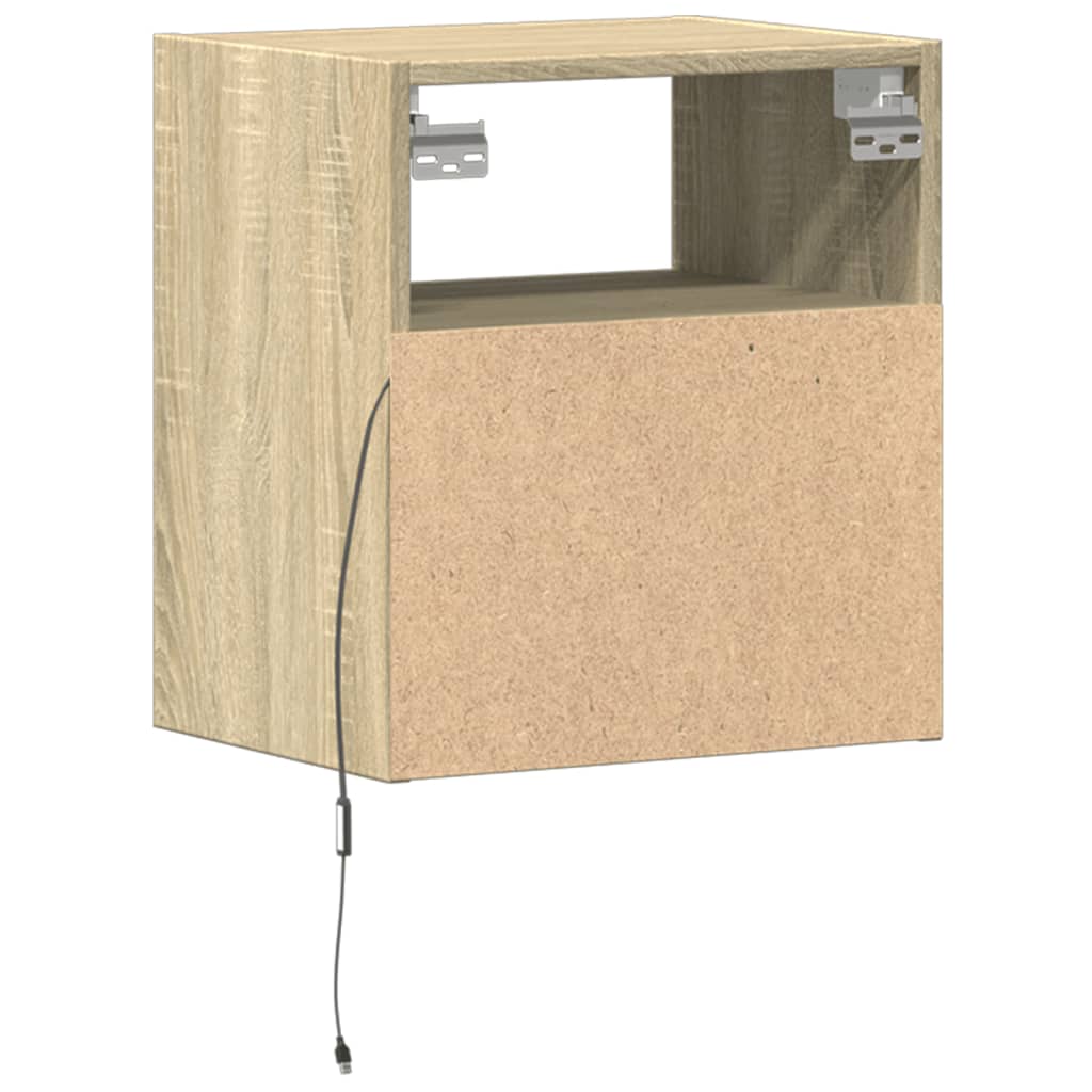 Tables de chevet murales avec lumières LED 2 pcs chêne sonoma - XIOS