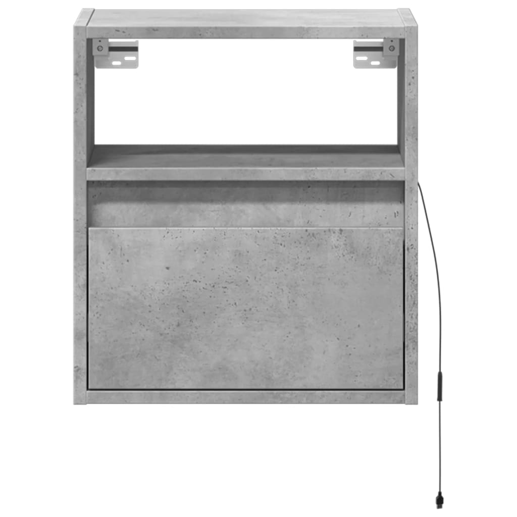 Table de chevet murale avec lumières LED gris béton - XIOS