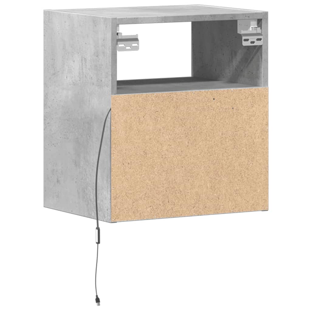 Table de chevet murale avec lumières LED gris béton - XIOS
