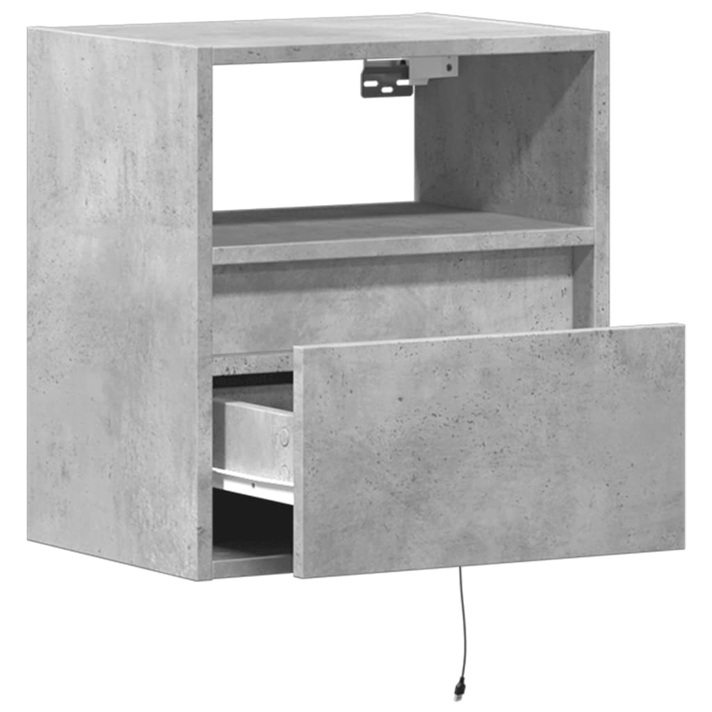 Tables de chevet murales avec lumières LED 2 pcs gris béton - XIOS