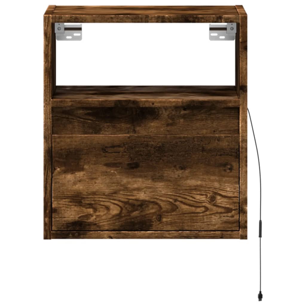 Tables de chevet murales avec lumières LED 2 pcs chêne fumé - XIOS