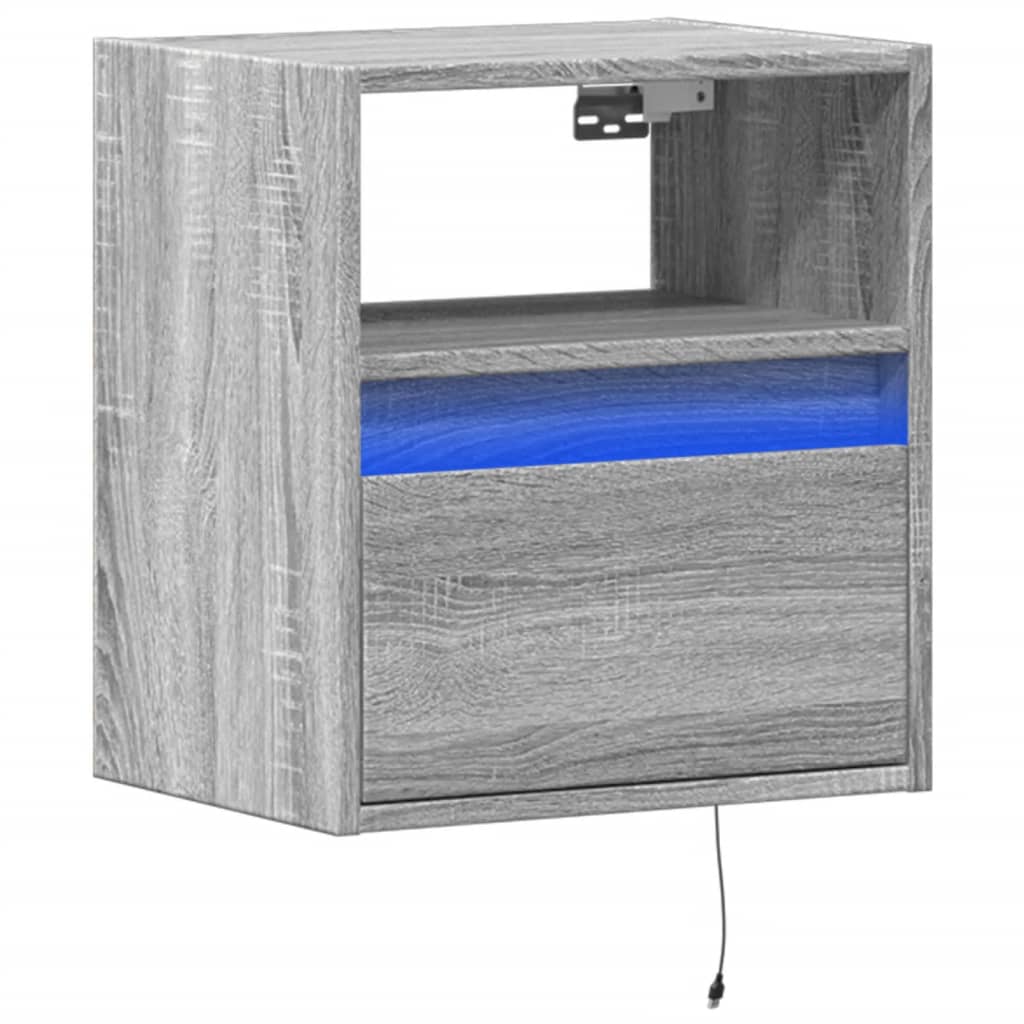 Table de chevet murale avec lumières LED sonoma gris - XIOS