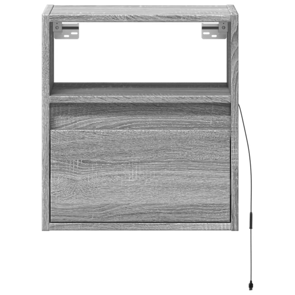 Table de chevet murale avec lumières LED sonoma gris - XIOS