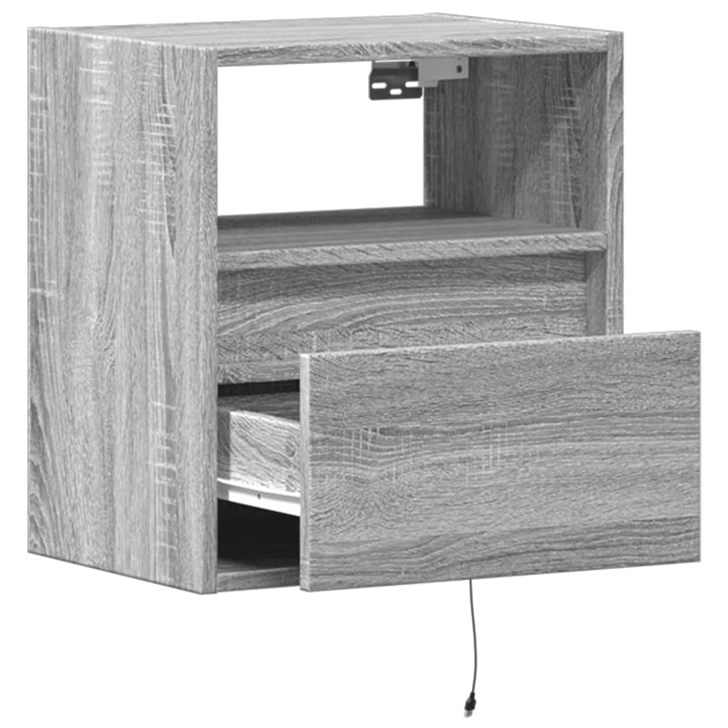 Table de chevet murale avec lumières LED sonoma gris - XIOS
