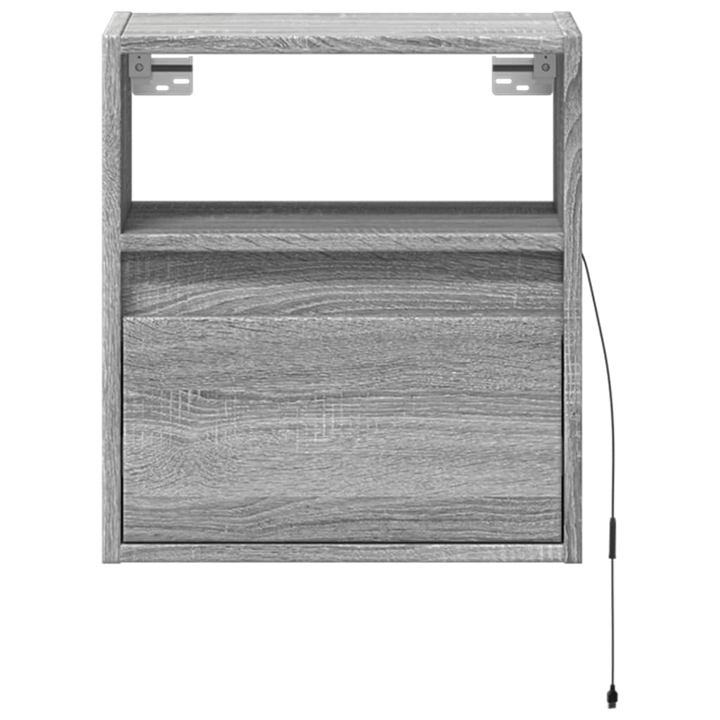Tables de chevet murales avec lumières LED 2 pcs sonoma gris - XIOS