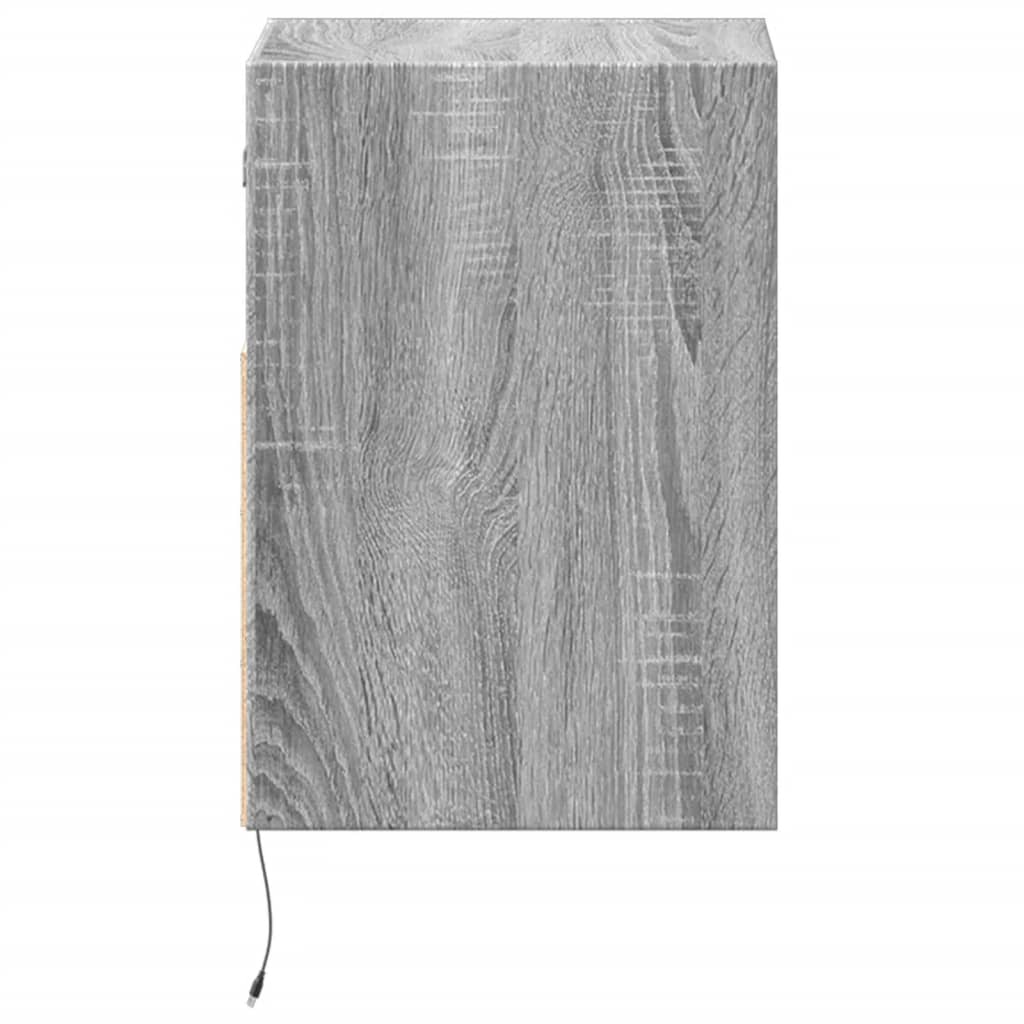 Tables de chevet murales avec lumières LED 2 pcs sonoma gris - XIOS
