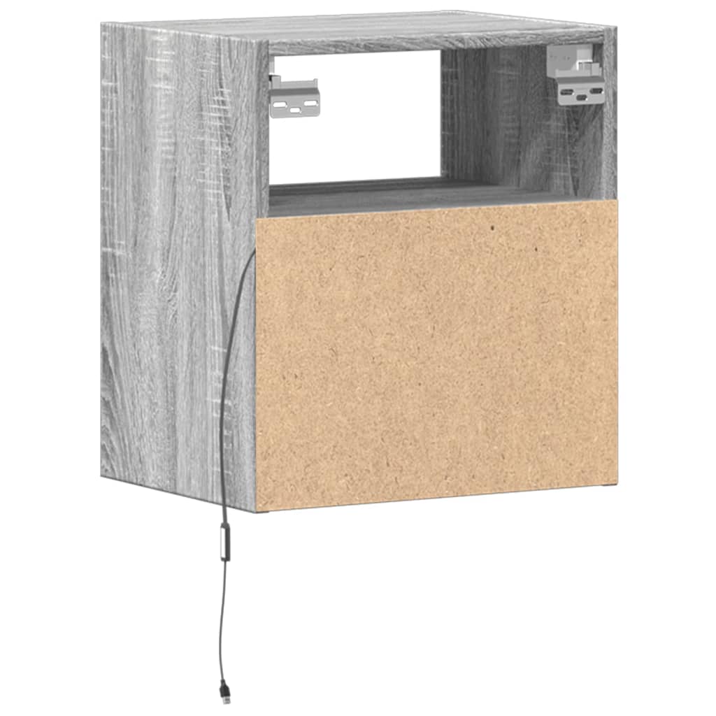 Tables de chevet murales avec lumières LED 2 pcs sonoma gris - XIOS