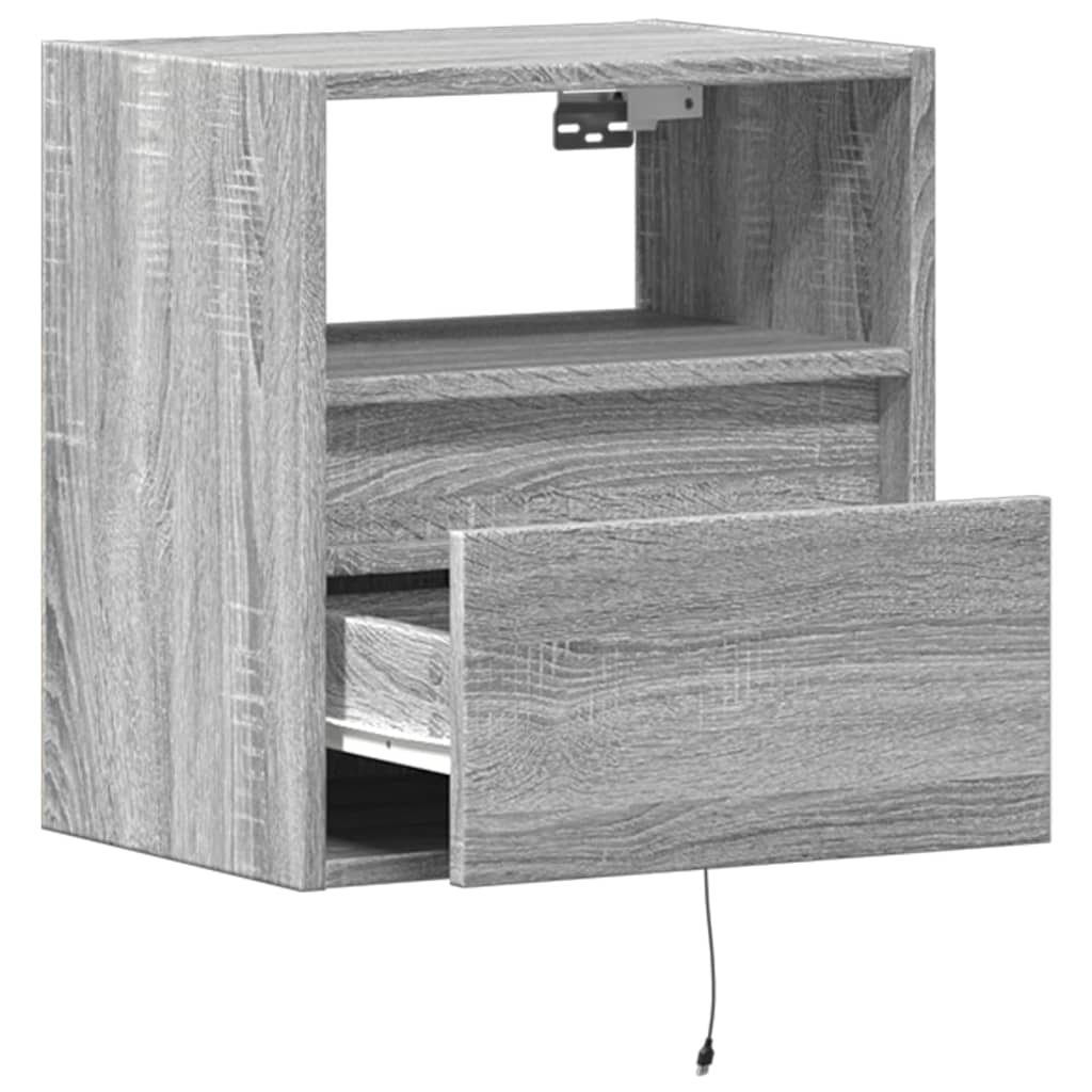 Tables de chevet murales avec lumières LED 2 pcs sonoma gris - XIOS