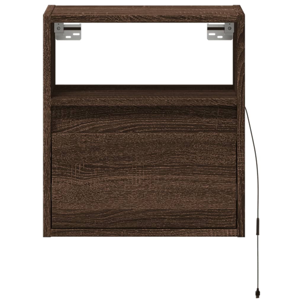Table de chevet murale avec lumières LED chêne marron - XIOS
