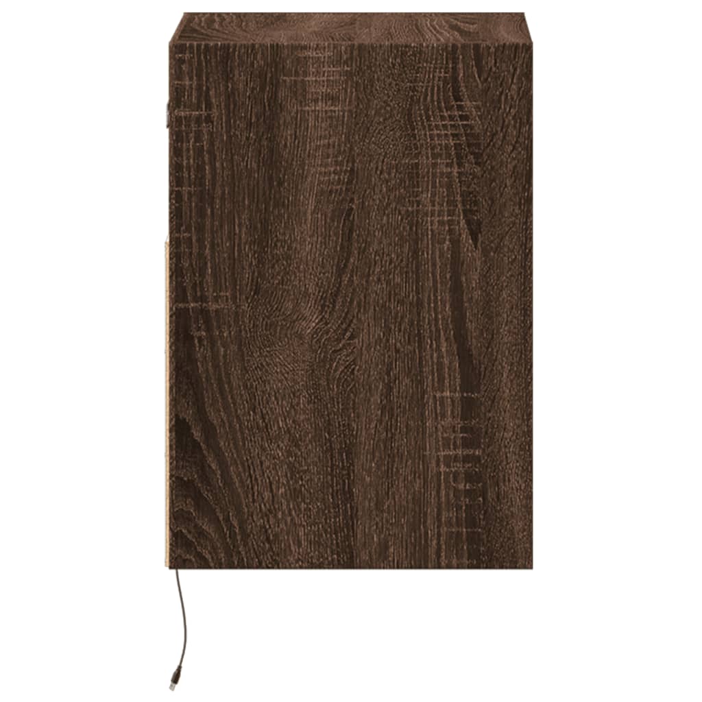 Table de chevet murale avec lumières LED chêne marron - XIOS