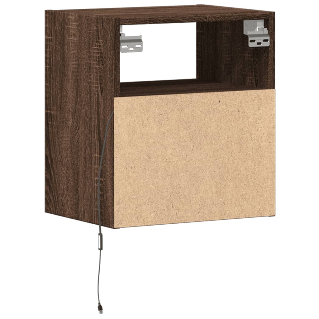 Table de chevet murale avec lumières LED chêne marron - XIOS