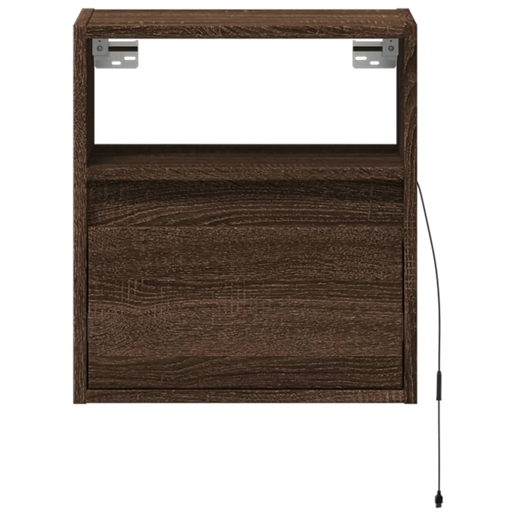 Tables de chevet murales avec lumières LED 2 pcs chêne marron - XIOS