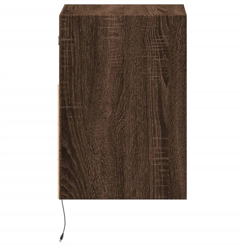 Tables de chevet murales avec lumières LED 2 pcs chêne marron - XIOS