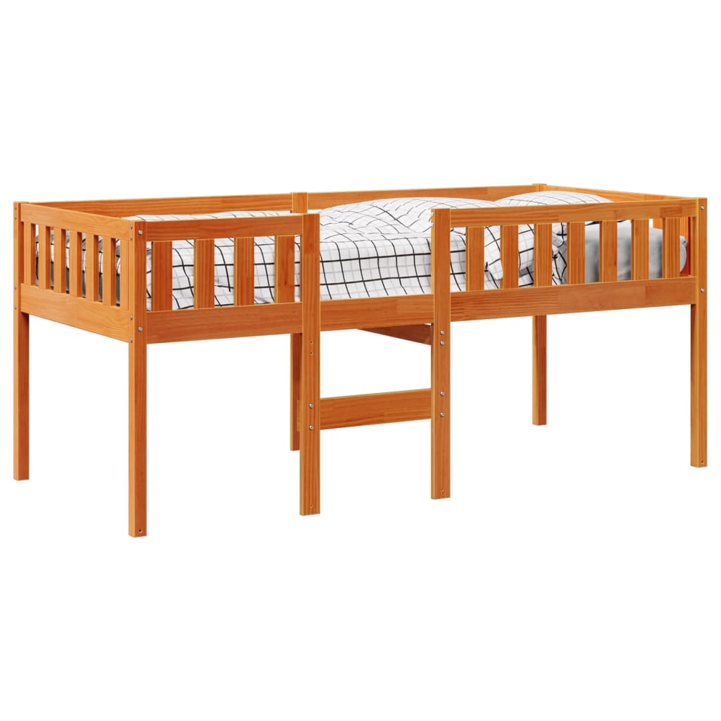 Lit pour enfants sans matelas cire marron 90x200 cm pin massif - XIOS