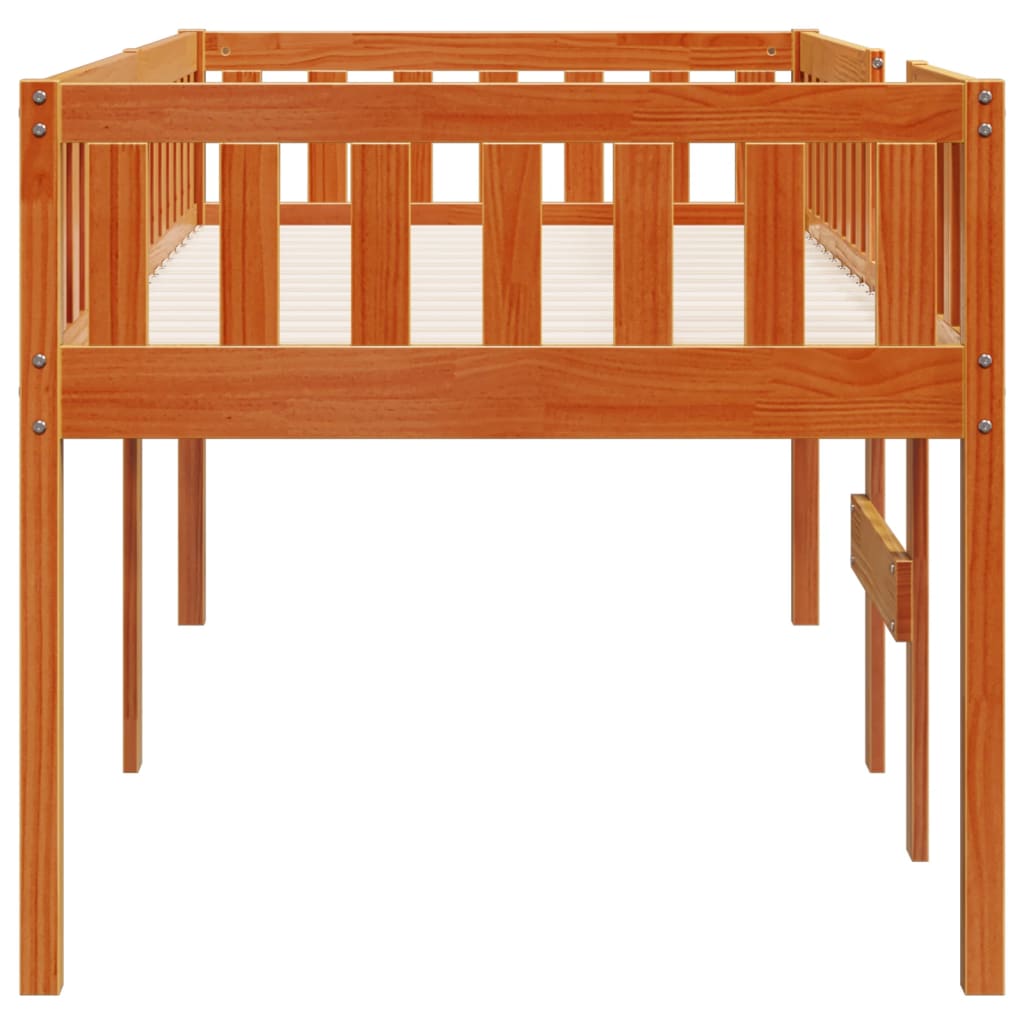Lit pour enfants sans matelas cire marron 90x190 cm pin massif - XIOS