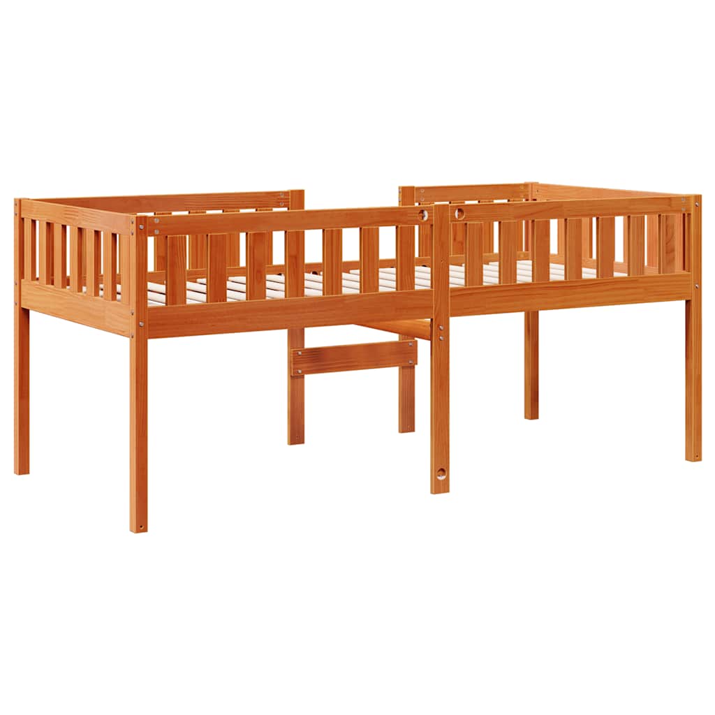 Lit pour enfants sans matelas cire marron 90x190 cm pin massif - XIOS