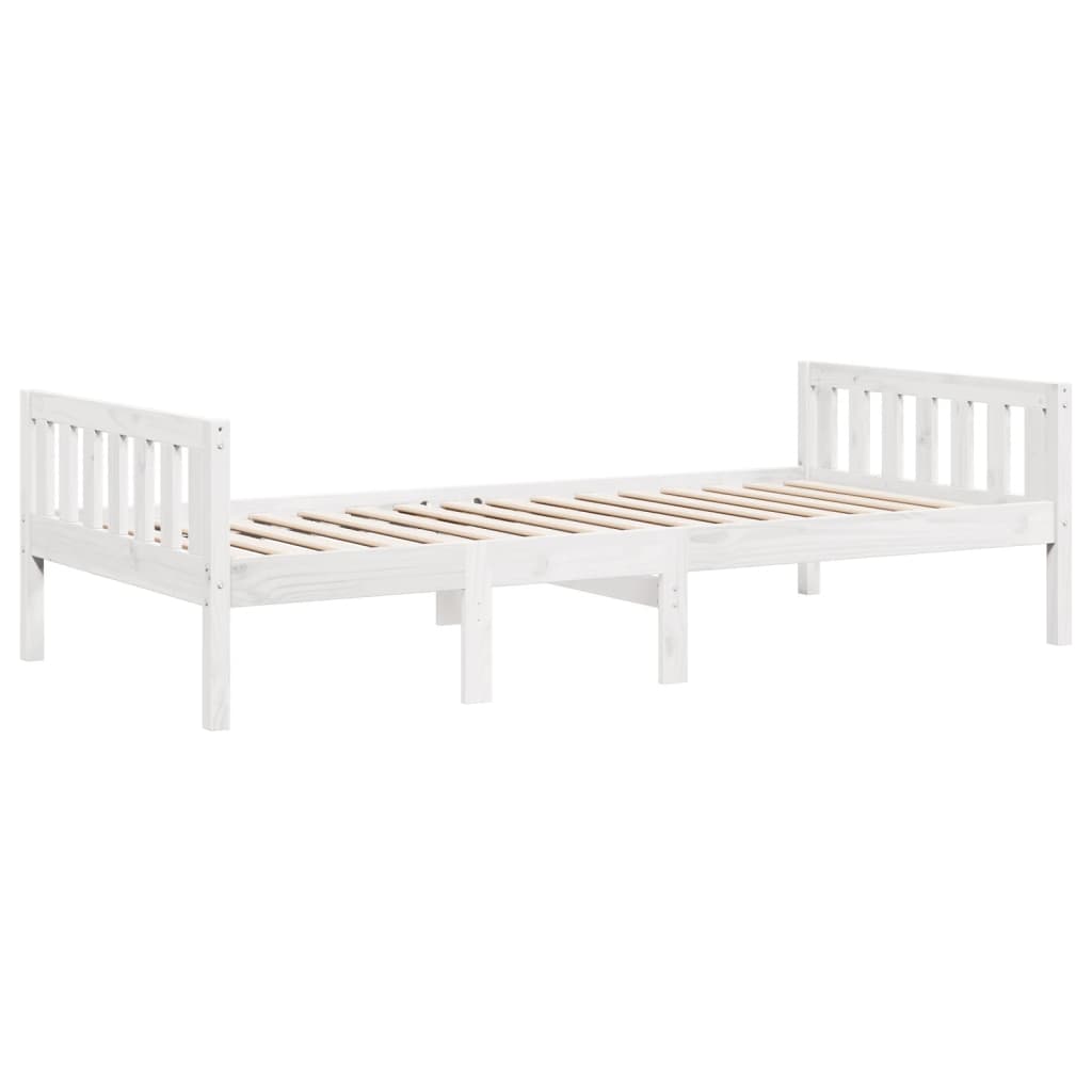 Lit pour enfants sans matelas blanc 80x200cm bois de pin massif - XIOS