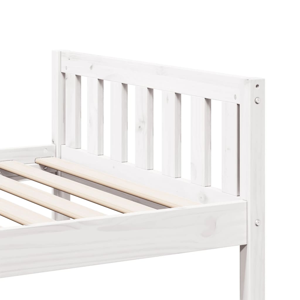 Lit pour enfants sans matelas blanc 80x200cm bois de pin massif - XIOS