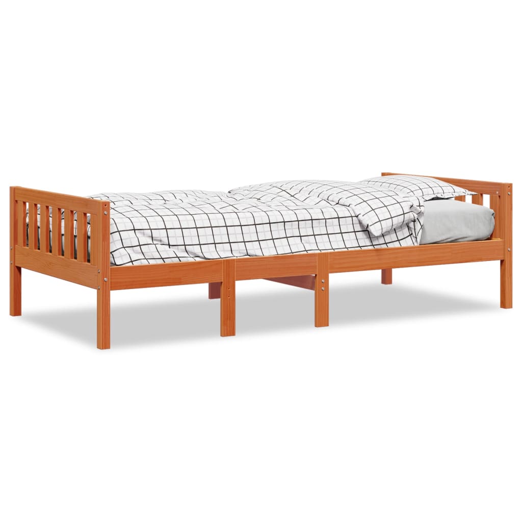 Lit pour enfants sans matelas cire marron 80x200 cm pin massif - XIOS