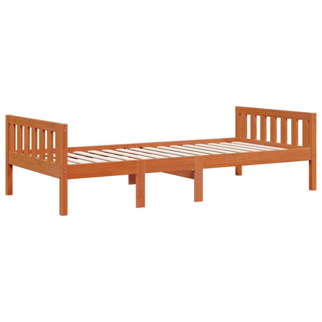Lit pour enfants sans matelas cire marron 80x200 cm pin massif - XIOS
