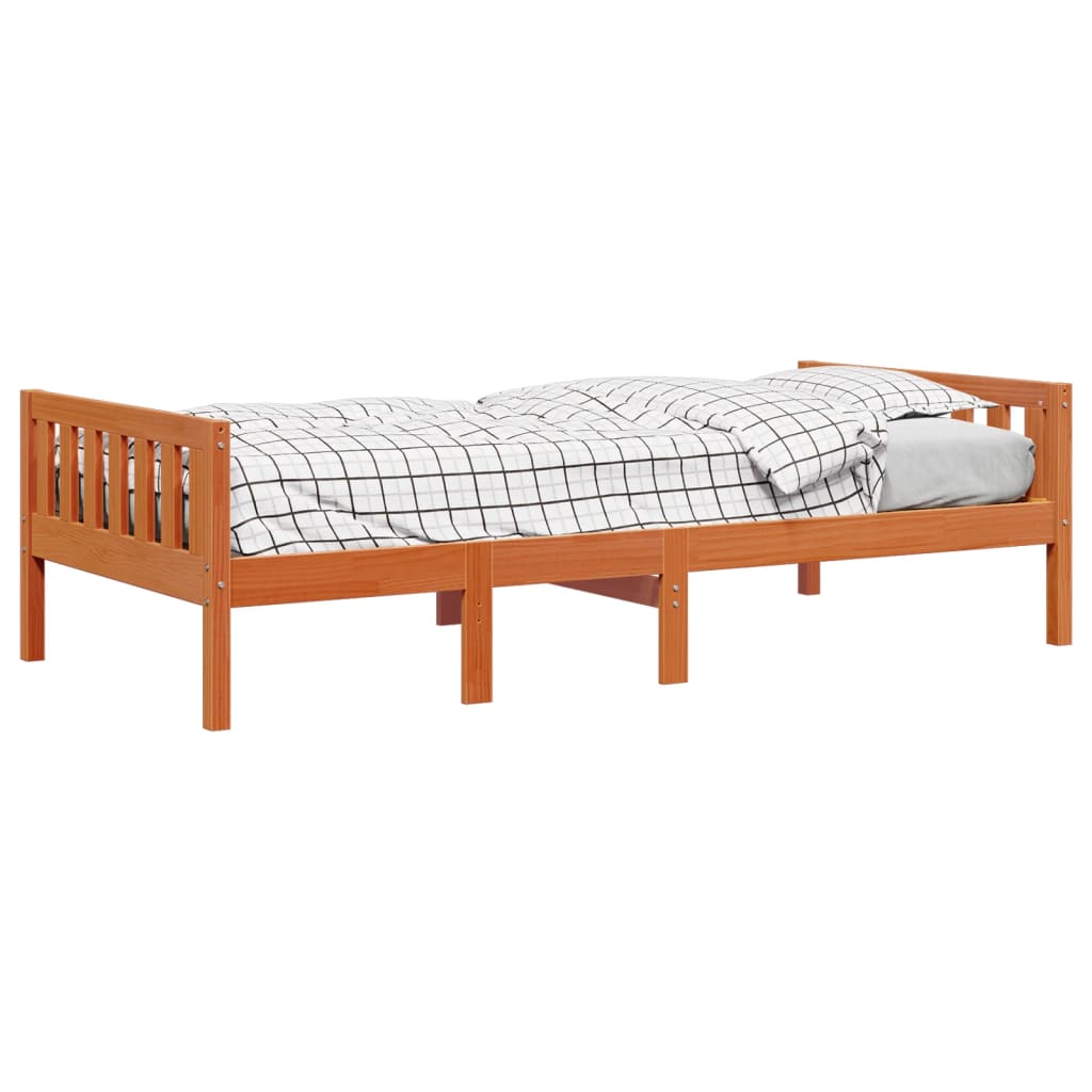 Lit pour enfants sans matelas cire marron 80x200 cm pin massif - XIOS
